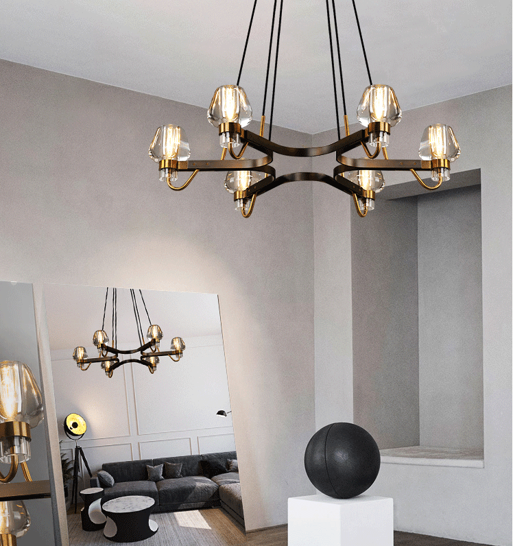 Post-modern Light Luxury Full Brass Chandelier for Living Room/Bedroom-Nobipets
