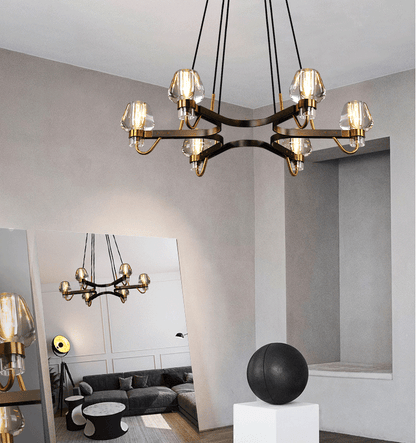 Post-modern Light Luxury Full Brass Chandelier for Living Room/Bedroom-Nobipets