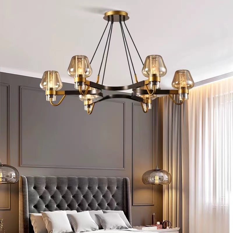 Post-modern Light Luxury Full Brass Chandelier for Living Room/Bedroom-Nobipets