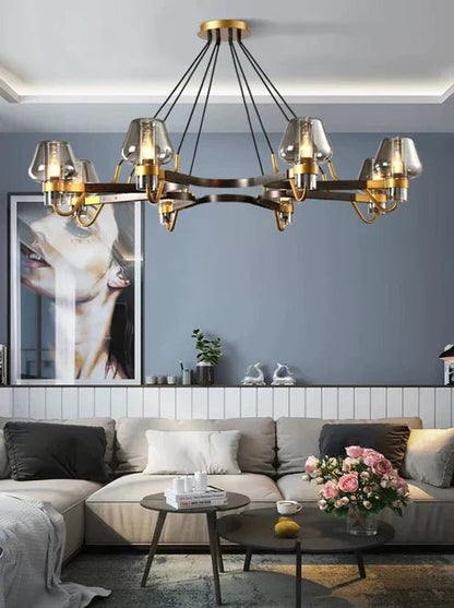 Post-modern Light Luxury Full Brass Chandelier for Living Room/Bedroom-Nobipets