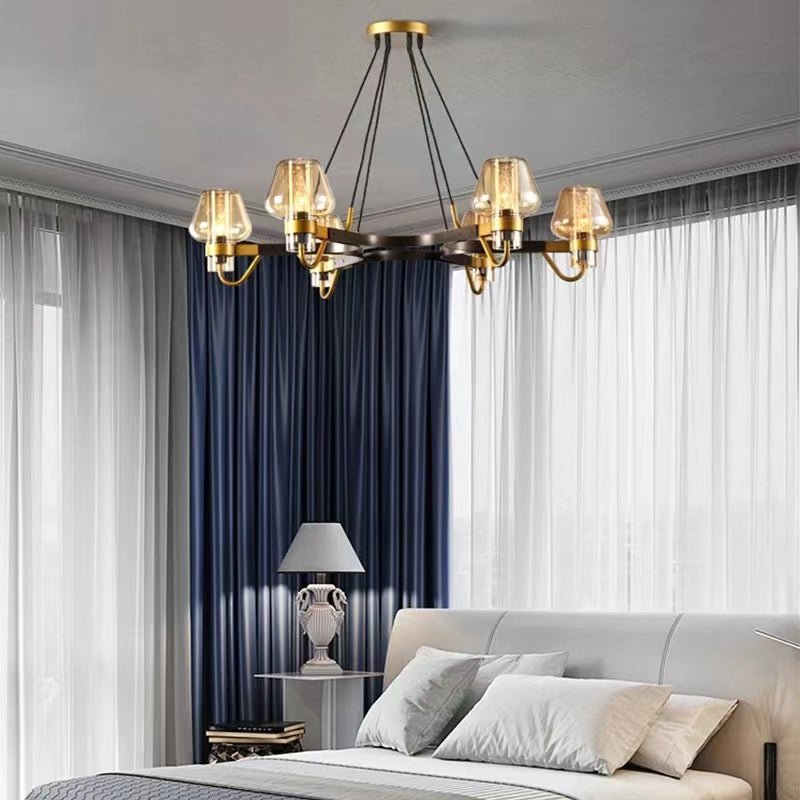 Post-modern Light Luxury Full Brass Chandelier for Living Room/Bedroom-Nobipets