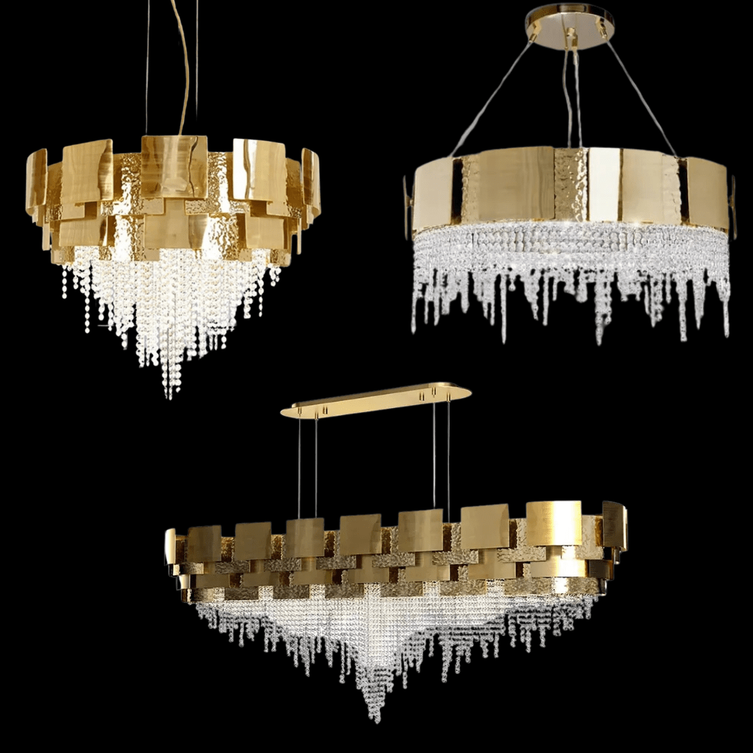 Post-modern Light Luxury Oval/Round Tiered Tassel Crystal Chandelier in Gold Finish for Living/Dining Room-Nobipets