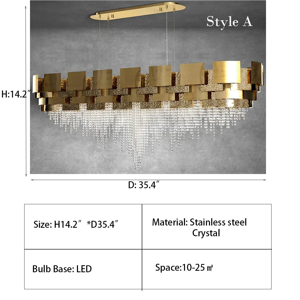 Post-modern Light Luxury Oval/Round Tiered Tassel Crystal Chandelier in Gold Finish for Living/Dining Room-Nobipets