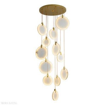 Queenie marble disc Long Round chandelier For Loft-Nobipets