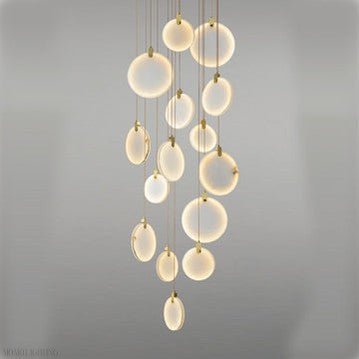 Queenie marble disc Long Round chandelier For Loft-Nobipets
