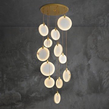 Queenie marble disc Long Round chandelier For Loft-Nobipets
