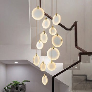 Queenie marble disc Long Round chandelier For Loft-Nobipets