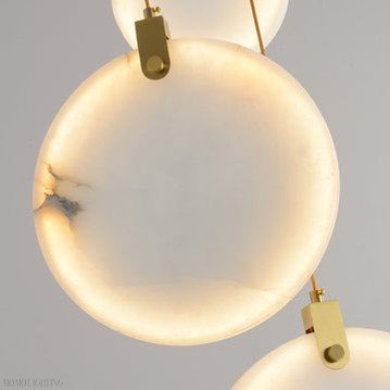Queenie marble disc Long Round chandelier For Loft-Nobipets