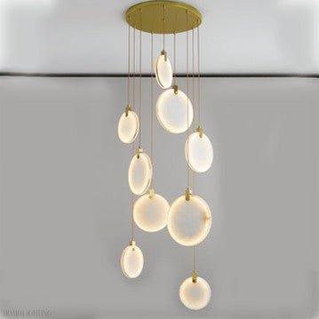 Queenie marble disc Long Round chandelier For Loft-Nobipets