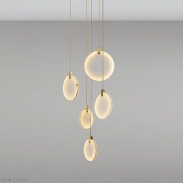Queenie marble disc Long Round chandelier For Loft-Nobipets