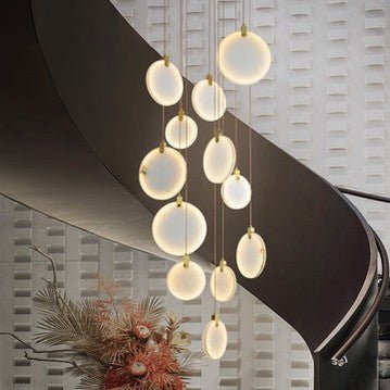 Queenie marble disc Long Round chandelier For Loft-Nobipets