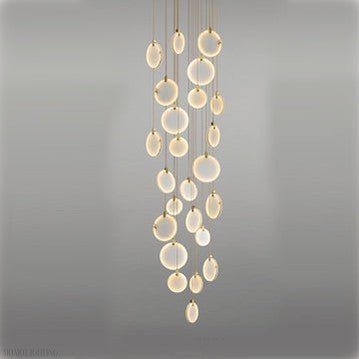 Queenie marble disc Long Round chandelier For Loft-Nobipets