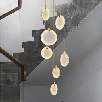 Queenie marble disc Long Round chandelier For Loft-Nobipets