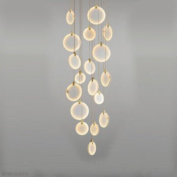 Queenie marble disc Long Round chandelier For Loft-Nobipets
