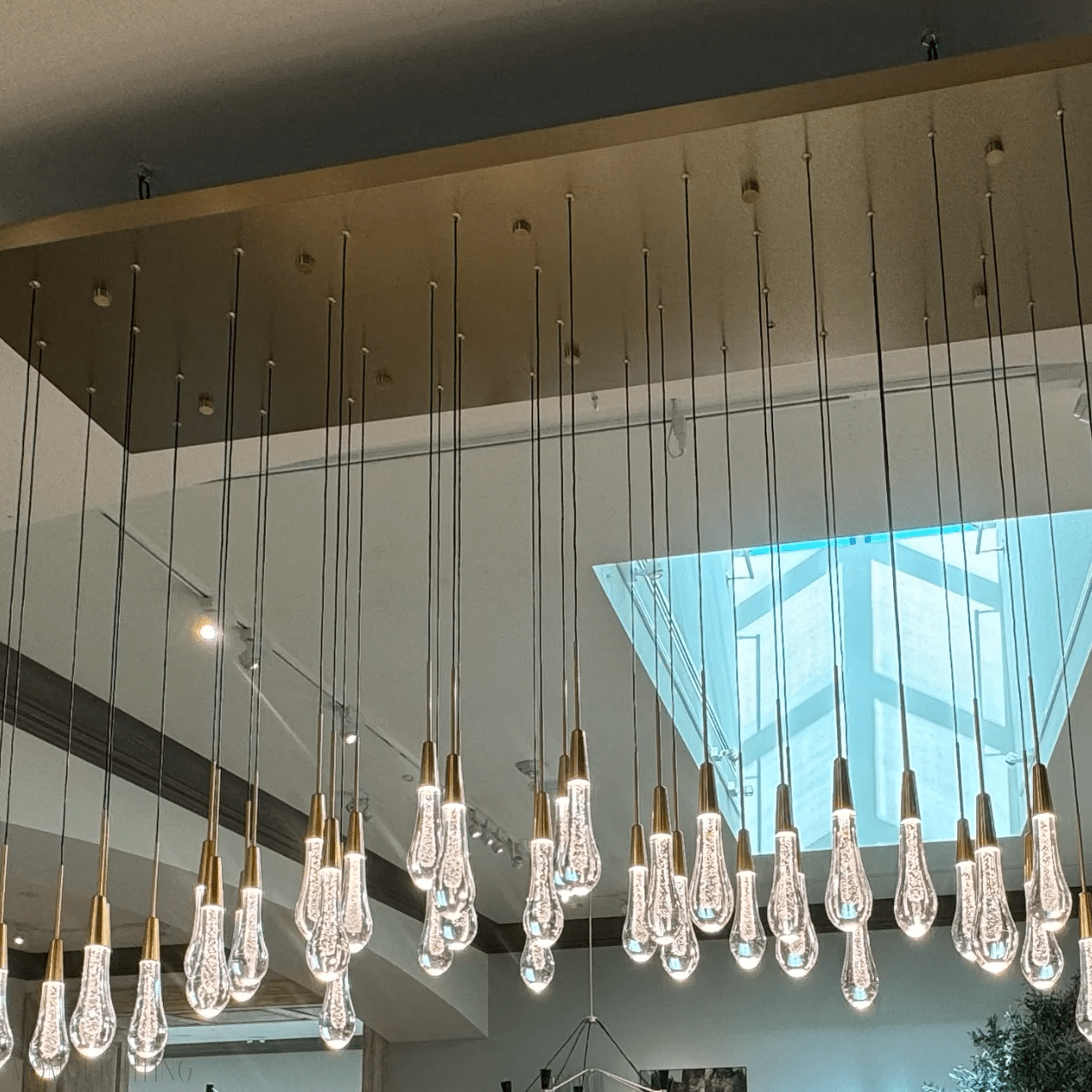 Rain Linear Solitaire Crystal Chandelier-Nobipets