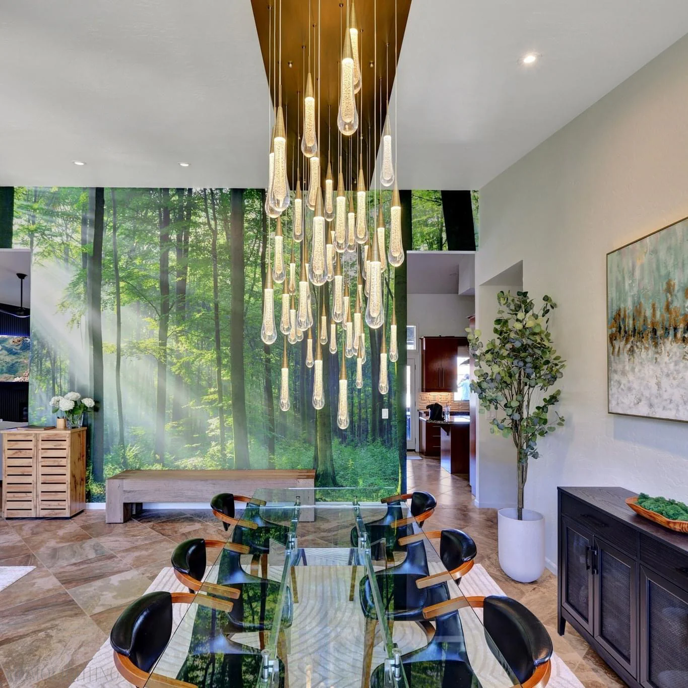 Rain Linear Solitaire Crystal Chandelier-Nobipets