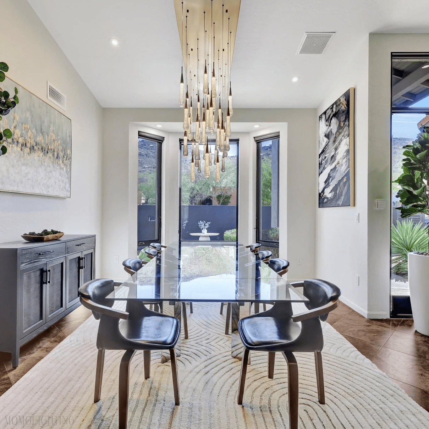 Rain Linear Solitaire Crystal Chandelier-Nobipets