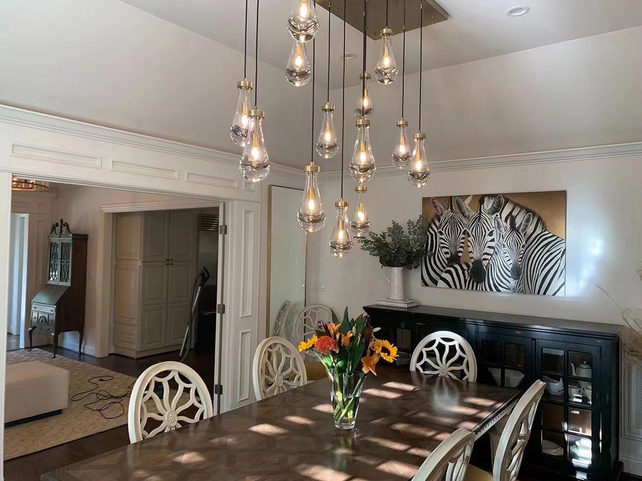 Raindrop Glass Linear Chandelier 54"-Nobipets