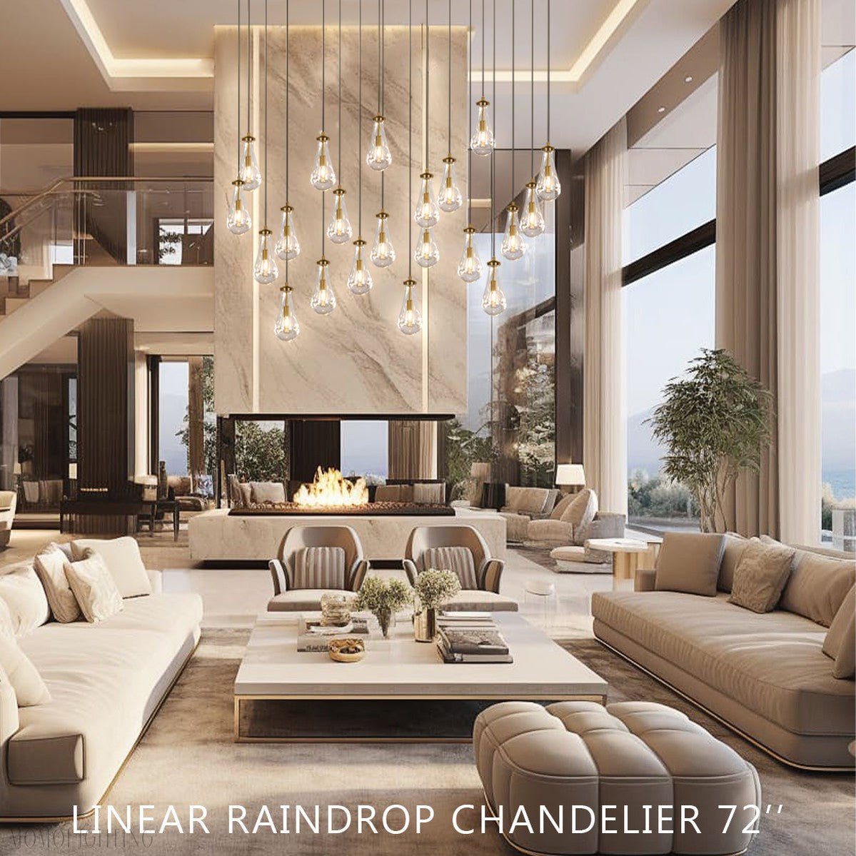 Raindrop Glass Linear Chandelier 72"-Nobipets