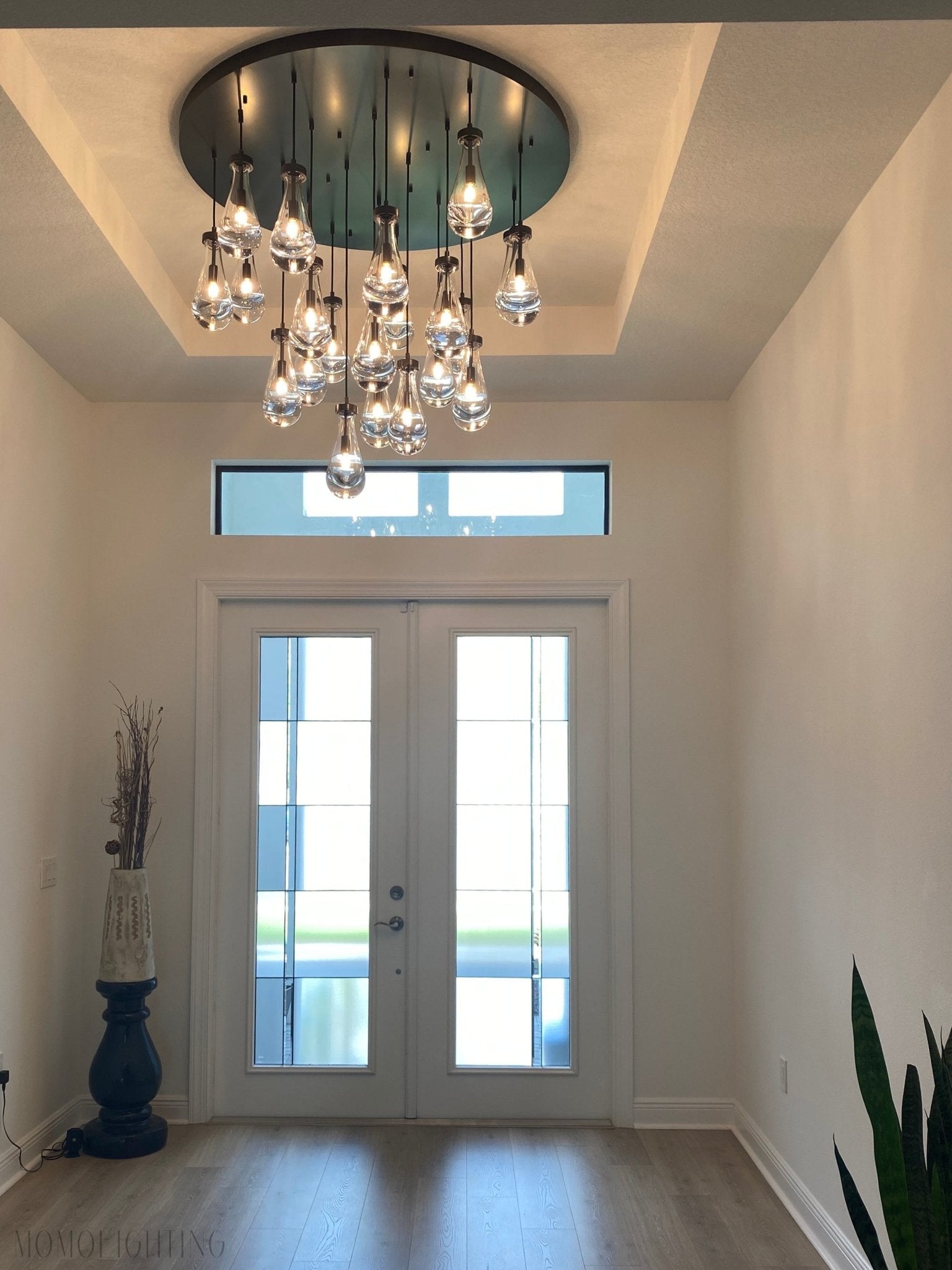 Raindrop Glass Round Chandelier 36"-Nobipets