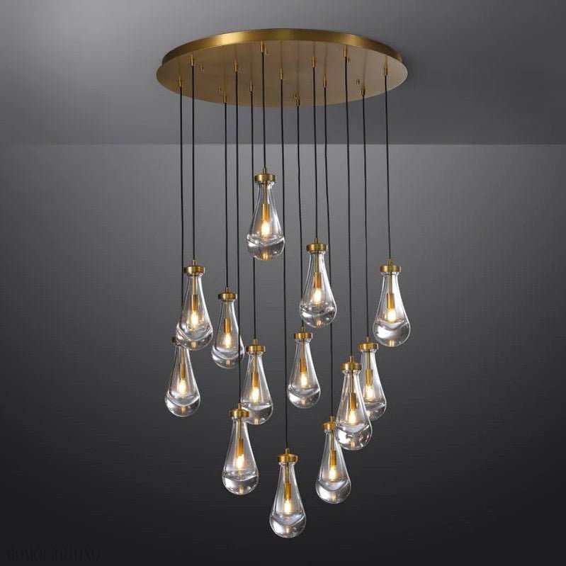 Raindrop Glass Round Chandelier 36"-Nobipets