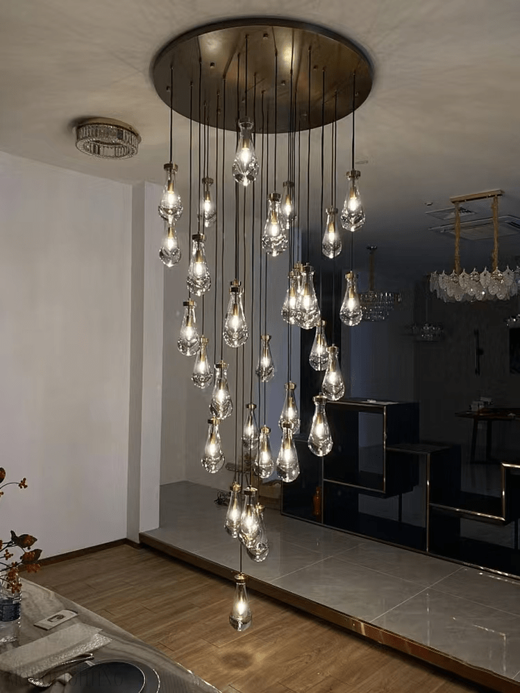 Raindrop Glass Round Chandelier 60"-Nobipets