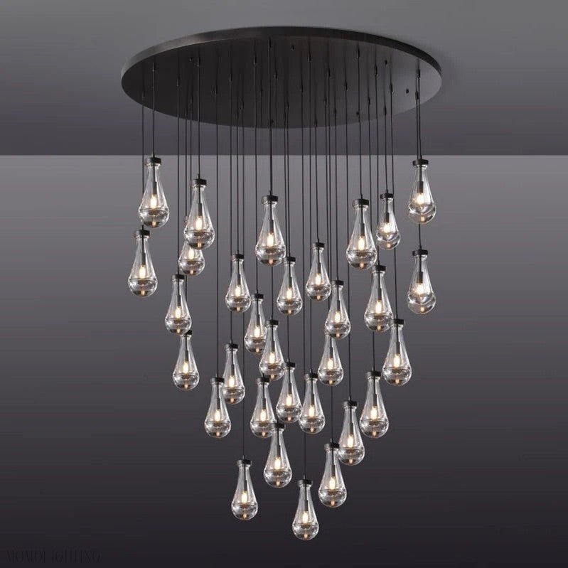Raindrop Glass Round Chandelier 60"-Nobipets