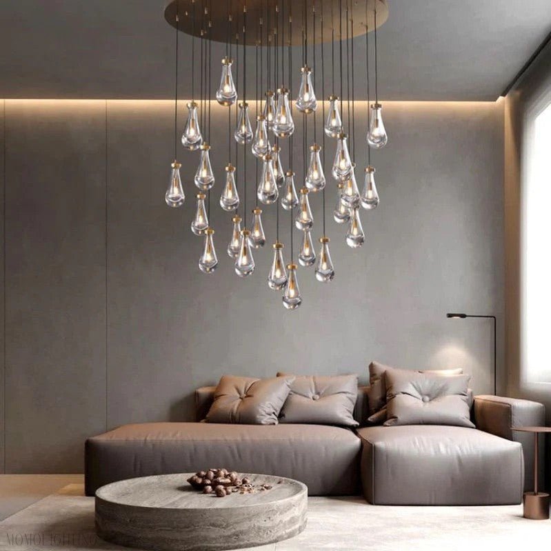 Raindrop Glass Round Chandelier 60"-Nobipets