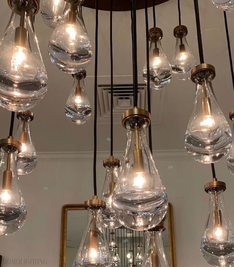 Raindrop Glass Round Chandelier 60"-Nobipets