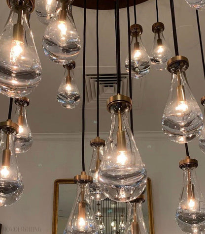 Raindrop Glass Round Chandelier 60"-Nobipets