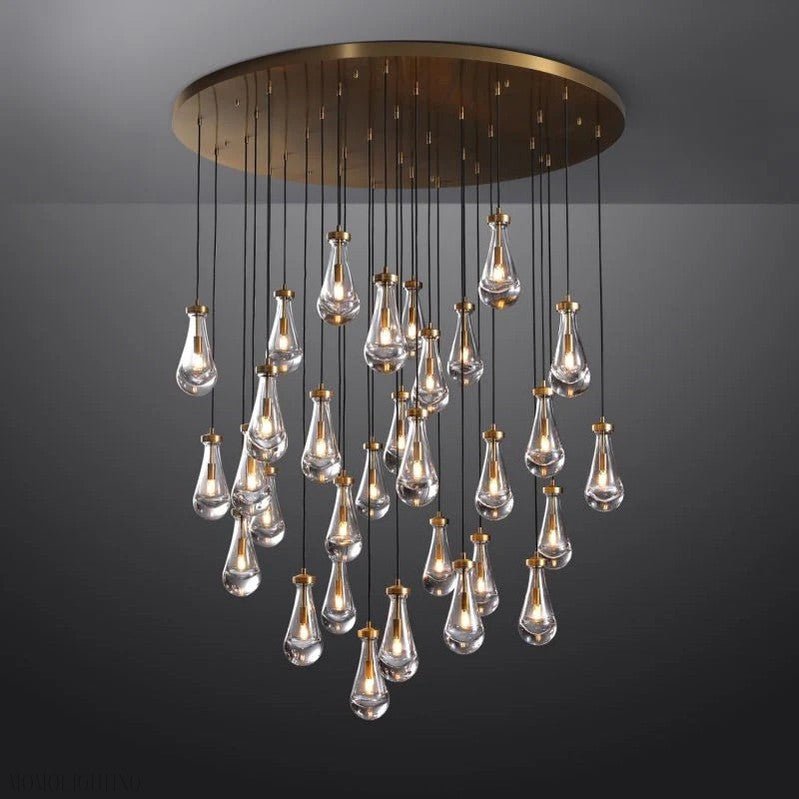 Raindrop Glass Round Chandelier 60"-Nobipets