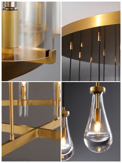 Raindrop Glass Round Chandelier 60"-Nobipets