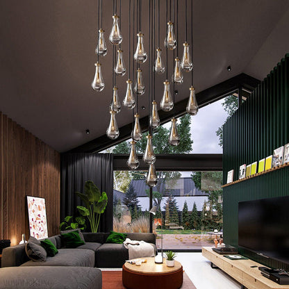Raindrop Glass Round Chandelier 60"-Nobipets