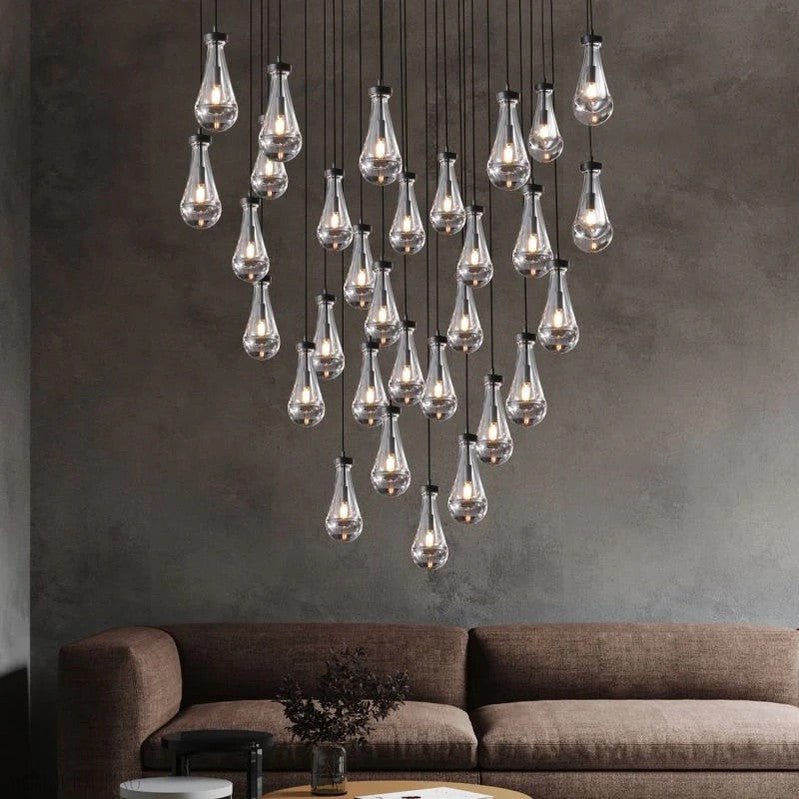 Raindrop Glass Round Chandelier 60"-Nobipets