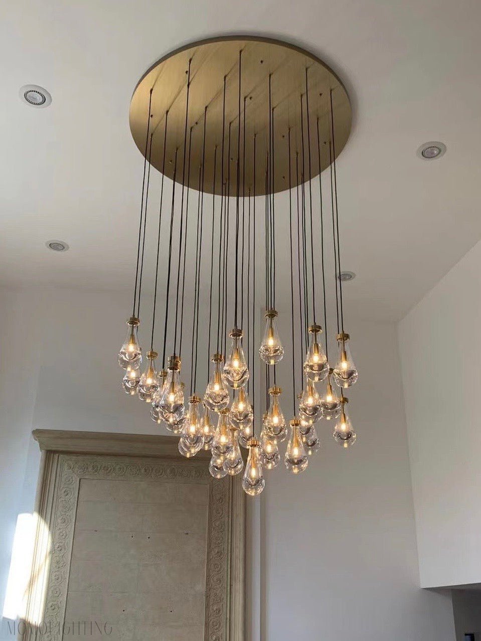Raindrop Glass Round Chandelier 60"-Nobipets