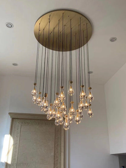 Raindrop Glass Round Chandelier 60"-Nobipets