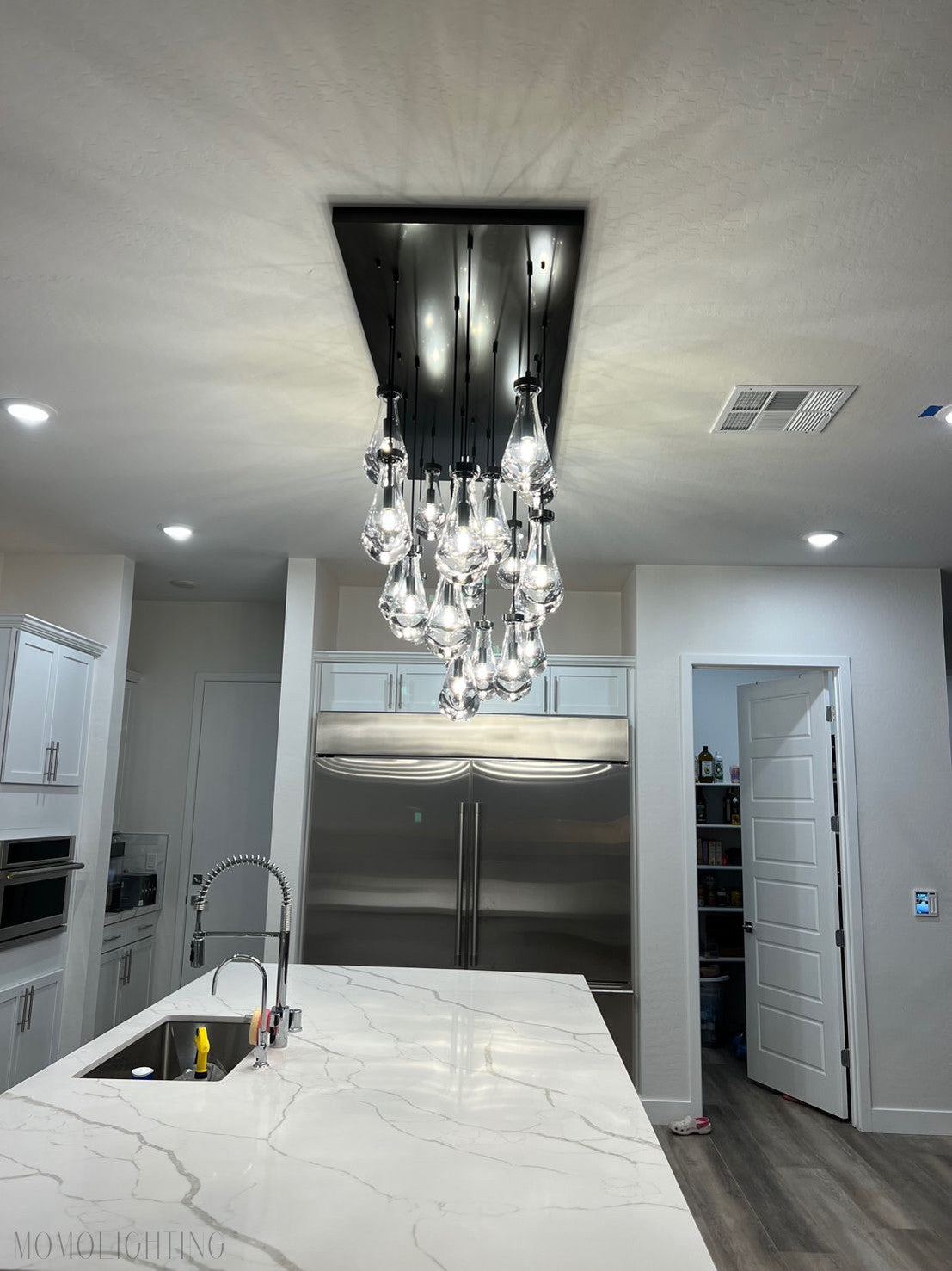 Raindrop Modern Rectangle Chandelier For Dining Room Kitchen Island-Nobipets