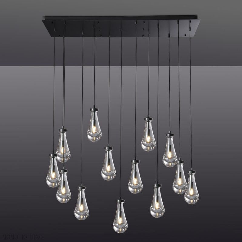 Raindrop Modern Rectangle Chandelier For Dining Room Kitchen Island-Nobipets