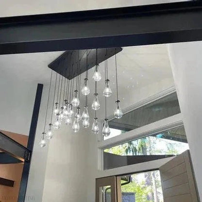 Raindrop Modern Rectangle Chandelier For Dining Room Kitchen Island-Nobipets