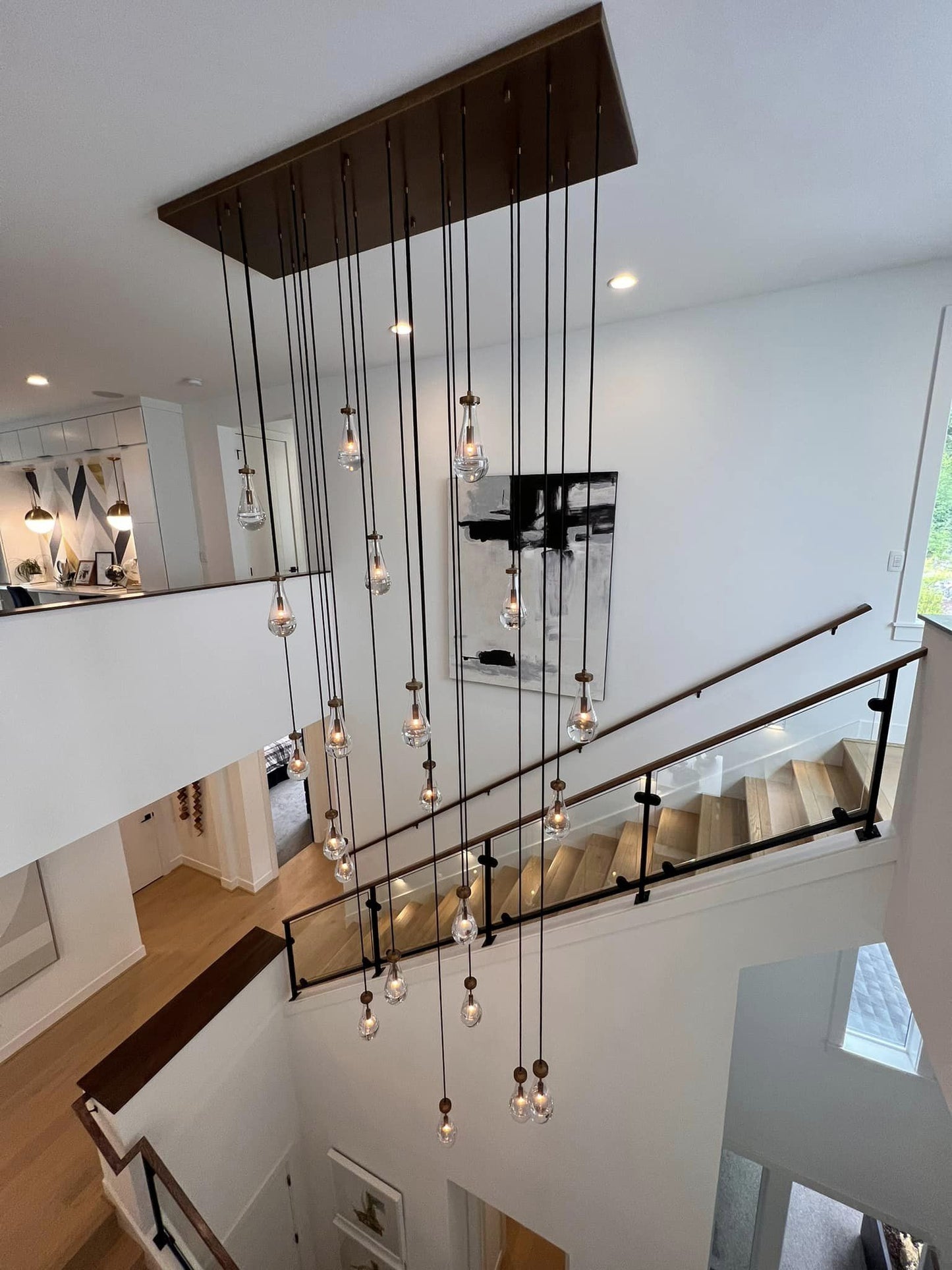 Raindrop Modern Rectangle Chandelier For Dining Room Kitchen Island-Nobipets