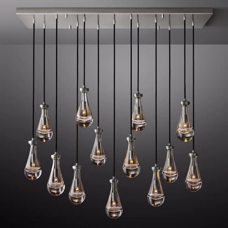 Raindrop Modern Rectangle Chandelier For Dining Room Kitchen Island-Nobipets