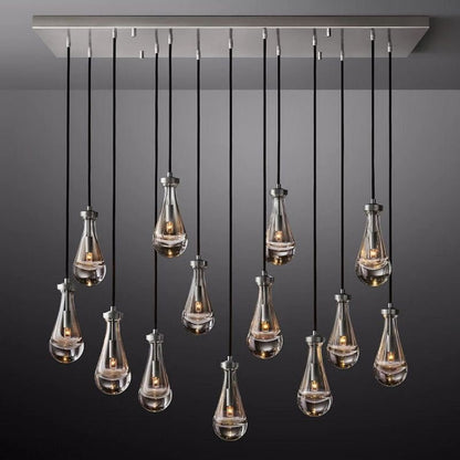 Raindrop Modern Rectangle Chandelier For Dining Room Kitchen Island-Nobipets