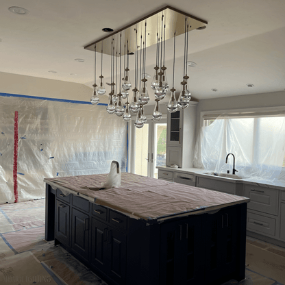 Raindrop Modern Rectangle Chandelier For Dining Room Kitchen Island-Nobipets