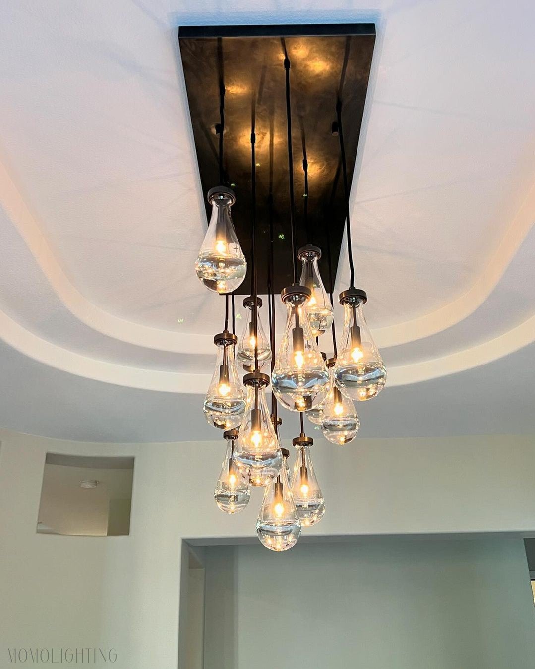 Raindrop Modern Rectangle Chandelier For Dining Room Kitchen Island-Nobipets