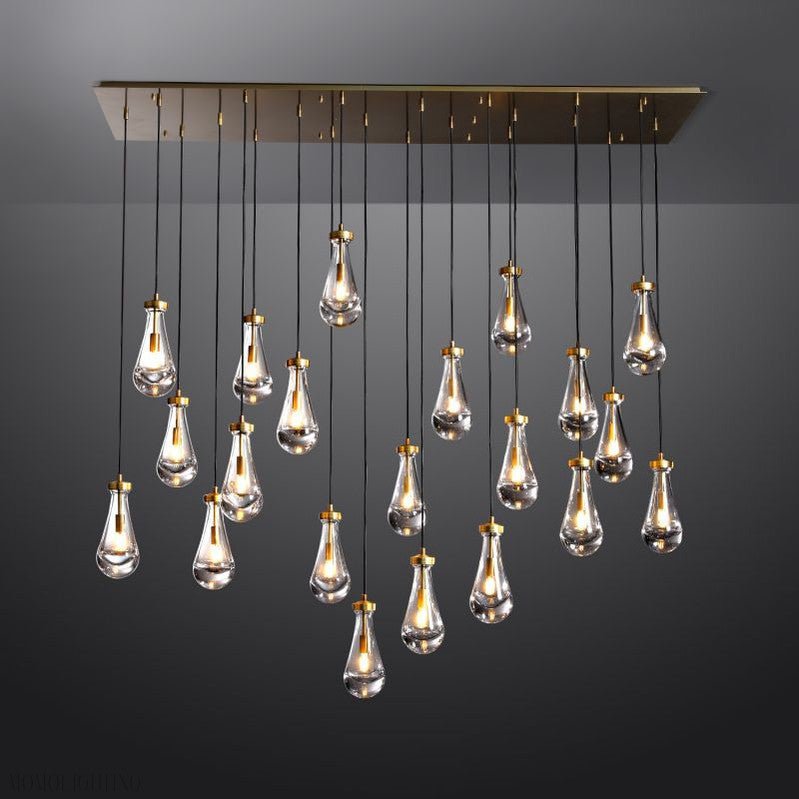 Raindrop Modern Rectangle Chandelier For Dining Room Kitchen Island-Nobipets