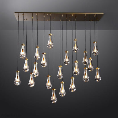 Raindrop Modern Rectangle Chandelier For Dining Room Kitchen Island-Nobipets