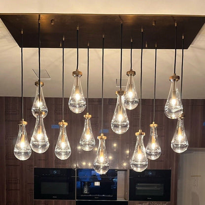 Raindrop Modern Rectangle Chandelier For Dining Room Kitchen Island-Nobipets