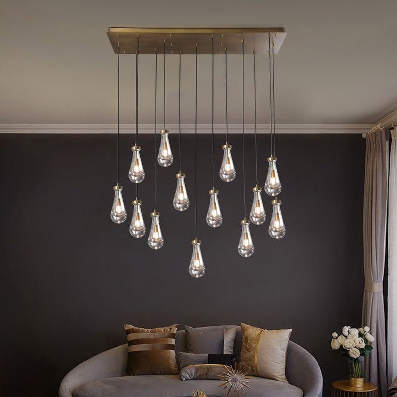 Raindrop Modern Rectangle Chandelier For Dining Room Kitchen Island-Nobipets