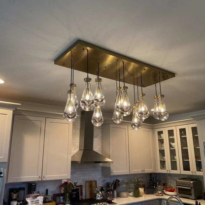 Raindrop Modern Rectangle Chandelier For Dining Room Kitchen Island-Nobipets