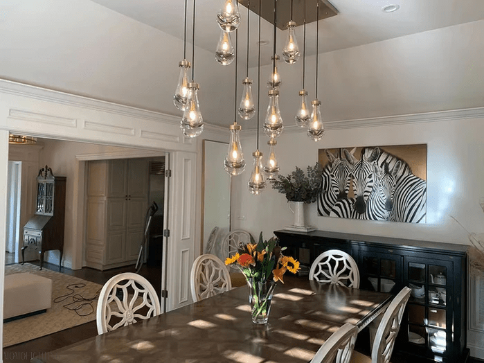 Raindrop Modern Rectangle Chandelier For Dining Room Kitchen Island-Nobipets